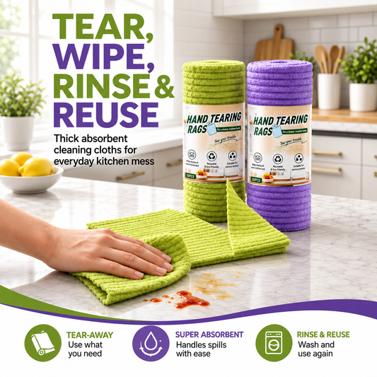 Premium Bamboo Fiber Microfiber Cloths – Tear-Off Design & Antibacterial Protection