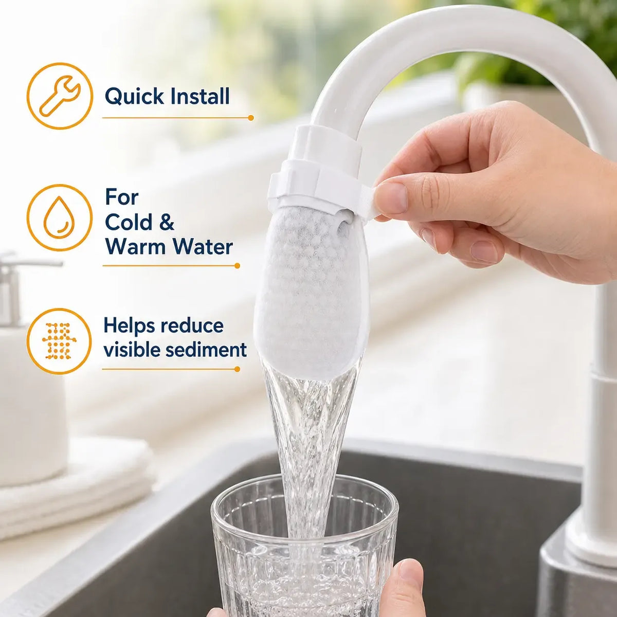 Cotton Faucet Filter Bags -Sediment & Splash Filter