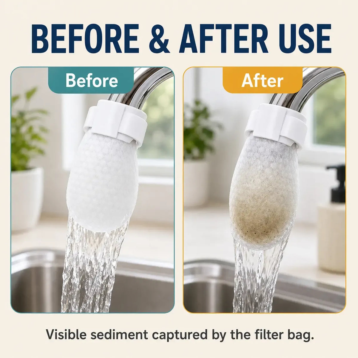 Cotton Faucet Filter Bags -Sediment & Splash Filter